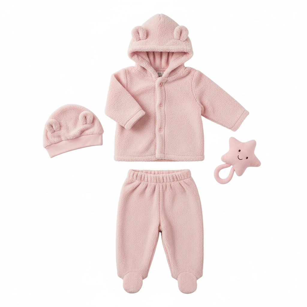4 Piece Fleece Set - Pink