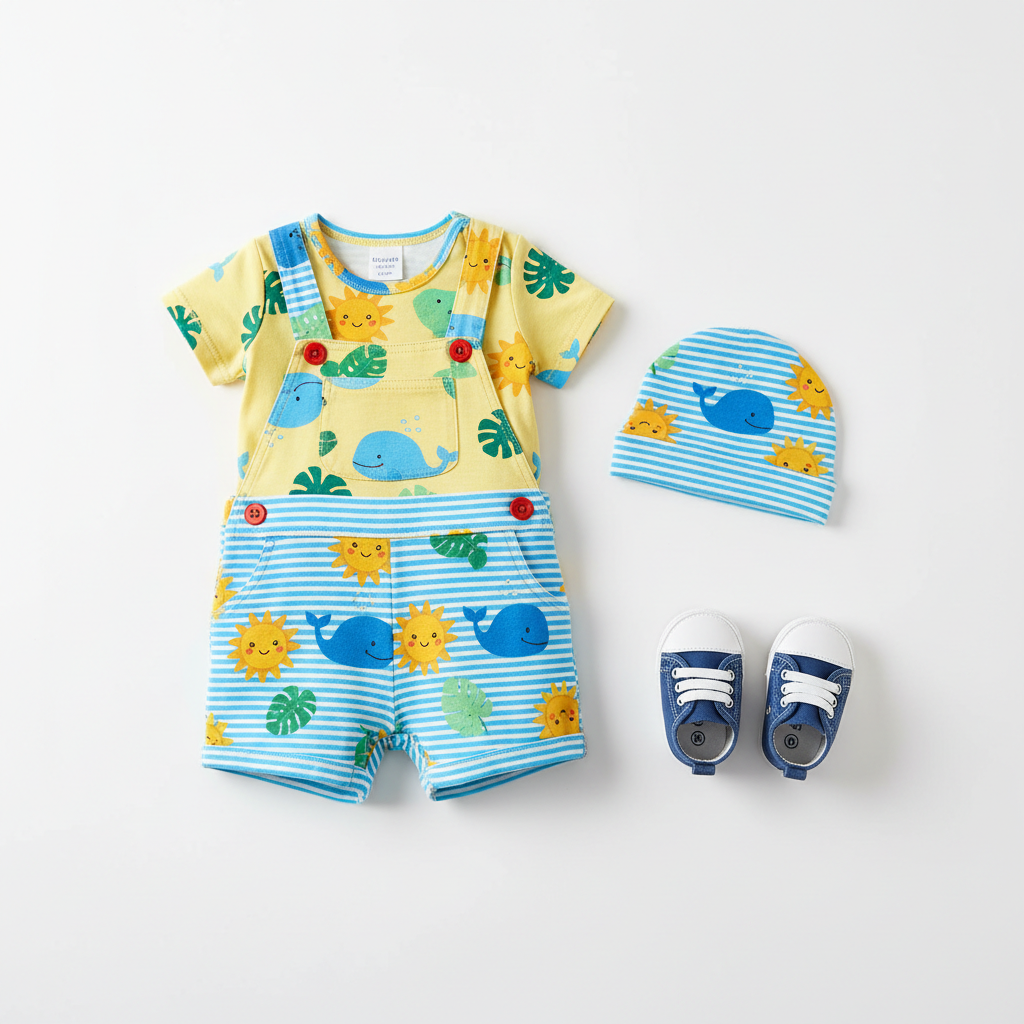 Baby Boy Outfit Set - Colorful Onesie & Pants