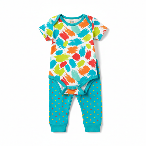 Baby Boy Outfit Set - Colorful Onesie & Pants